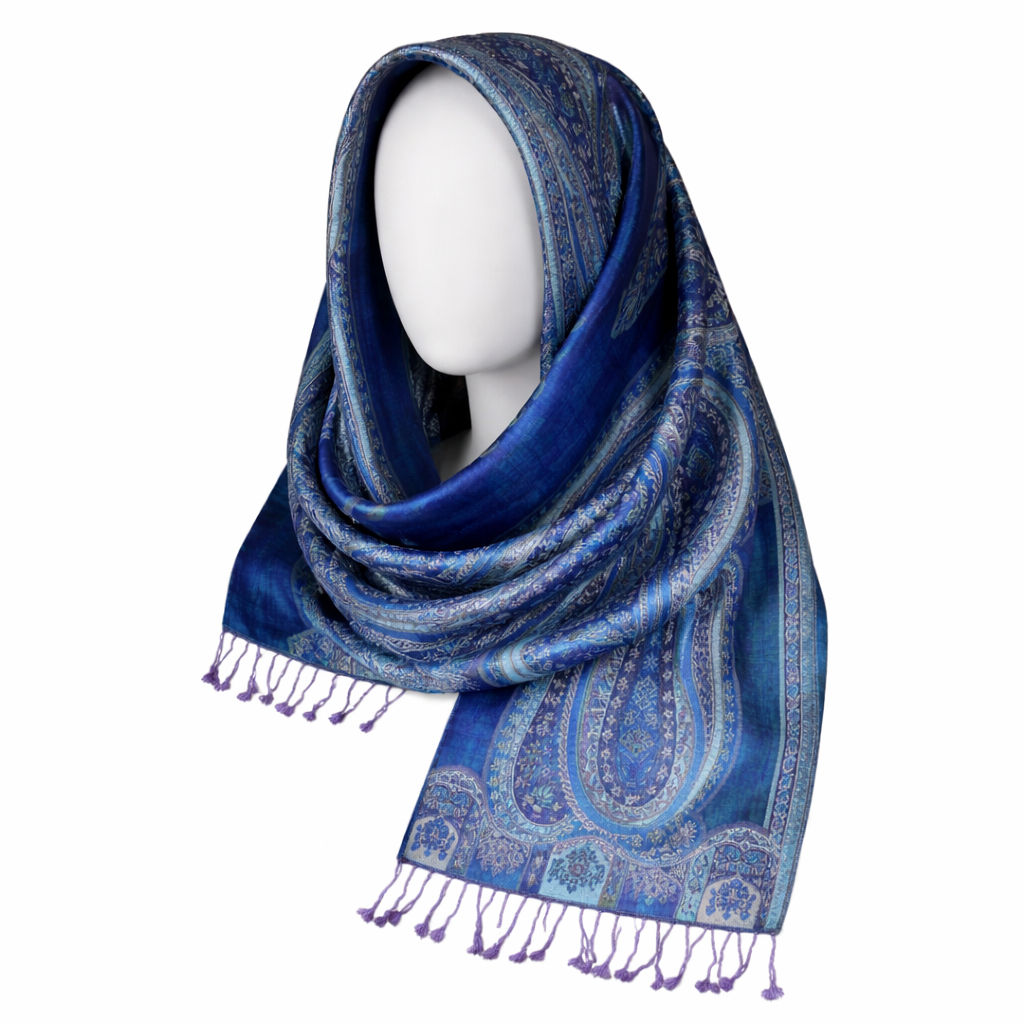 Aquamarine Big Paisley Ethnic Neckscarf